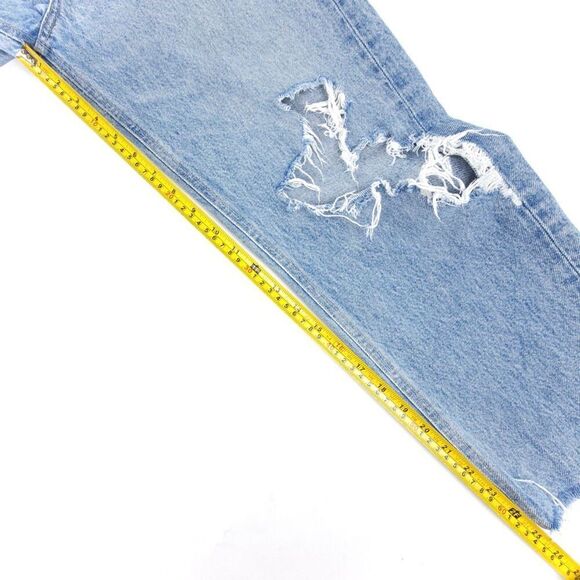 AGOLDE 90's Mid Rise Loose Fit Wide Leg Jeans Fall Out Distressed Light Denim 25 - Picture 4 of 7